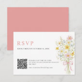 Colorful Spring Wildflower Meadow Wedding QR Code  RSVP Kaartje (Voorkant / Achterkant)