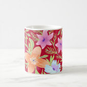 Colorful springtime flower pattern, raspberry pink koffiemok (Center)