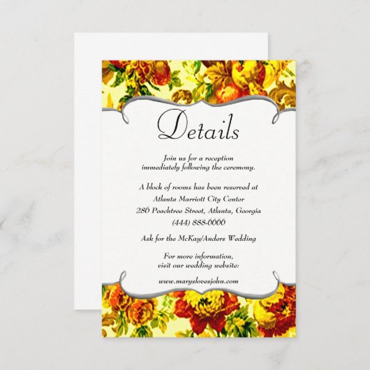 Colorful Springtime Weddenschap - Gegevens Informatiekaartje (Voorkant / Achterkant)