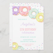 Colorful Sprinkle Donuts Kids Birthday Kaart (Voorkant / Achterkant)