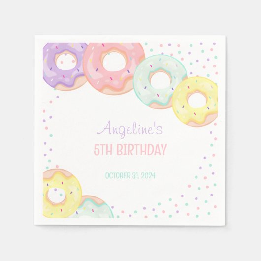 Colorful Sprinkle Donuts Kids Birthday Servet (Voorkant)