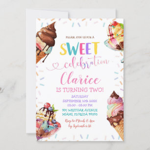 Colorful Sprinkle Ice crème Birthday Invitation Kaart