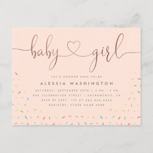 Colorful Sprinkle Roos Gold Girl Baby shower Uitnodiging Briefkaart