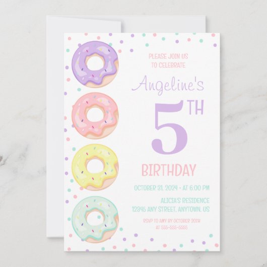 Colorful Sprinkle Sweet Donuts Kids Birthday Kaart (Voorkant)