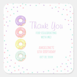 Colorful Sprinkle Sweet Donuts Kids Birthday Vierkante Sticker