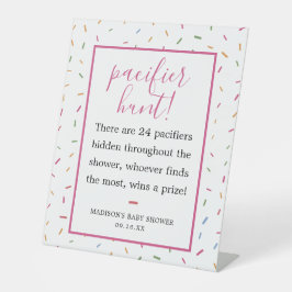 Colorful Sprinkles Baby shower Pacifier Hunt Game Reclamebord Met Voetstuk