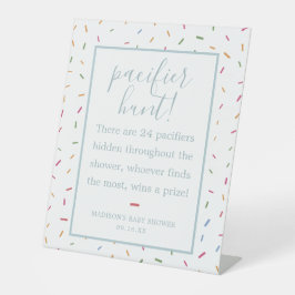 Colorful Sprinkles Baby shower Pacifier Hunt Game Reclamebord Met Voetstuk