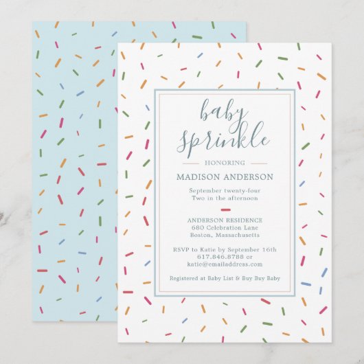 Colorful Sprinkles Baby Sprinkle Baby shower Kaart (Voorkant / Achterkant)