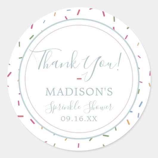 Colorful Sprinkles Baby Sprinkle Dank je Ronde Sticker (Voorkant)