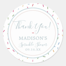 Colorful Sprinkles Baby Sprinkle Dank je Ronde Sticker