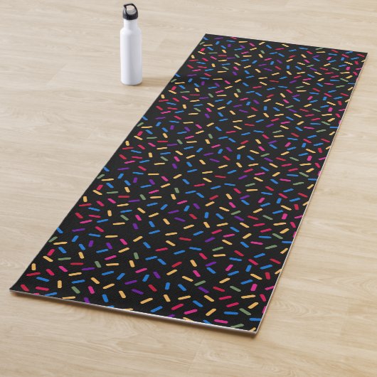 Colorful Sprinkles Black Yoga Mat (In situ)
