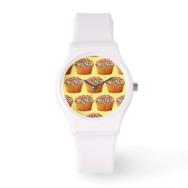 Colorful Sprinkles Cupcake Horloge (Voorkant)