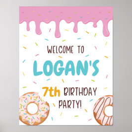 Colorful Sprinkles Donut Birthday Party Welkom Poster