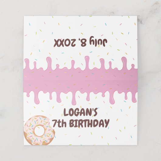 Colorful Sprinkles Donut Theme Birthday Plaatskaartje (Buitenkant ongevouwen)