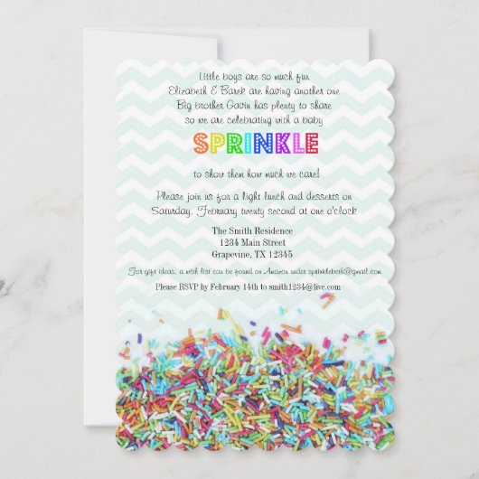 Colorful Sprinkles en Chevron Baby Invite Kaart (Voorkant)