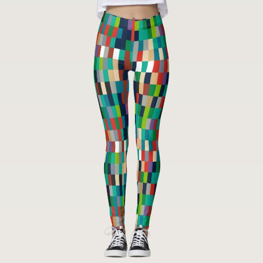Colorful Squares Patroon Leggings (Voorkant)