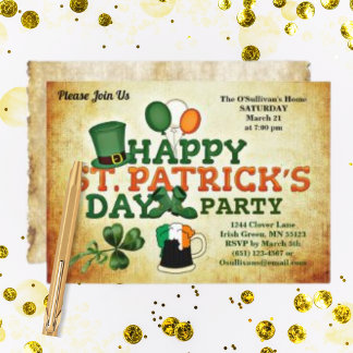 Colorful St Patrick's Day Party  Parchment Kaart