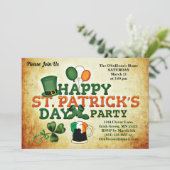 Colorful St Patrick's Day Party Parchment Kaart (Staand voorkant)