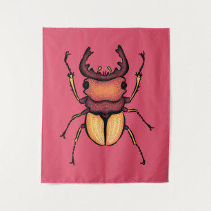 Colorful Stag Beetle Insect Art Pink Entomology Wandkleed