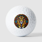 Colorful Stained Glass Lion Animal Inspired Golfballen (Voorkant)