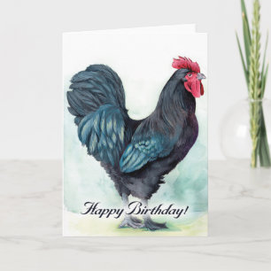 Colorful Standing Chicken Birthday-kaart. Rooster. Kaart