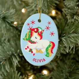 Colorful Star Unicorn Kinder Kerstmis Keramisch Ornament