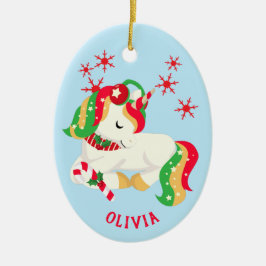 Colorful Star Unicorn Kinder Kerstmis Keramisch Ornament