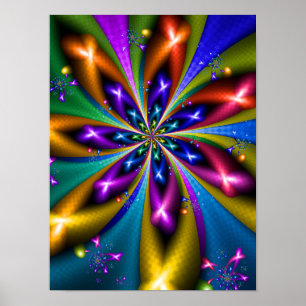 Colorful Starburst Fractal Poster
