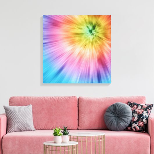 Colorful Starburst Tie Dye Canvas Afdruk (Insitu (Woonkamer))