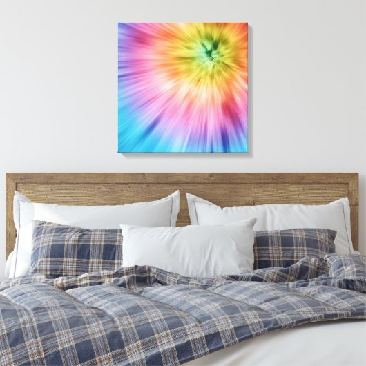 Colorful Starburst Tie Dye Canvas Afdruk (Insitu (Slaapkamer))