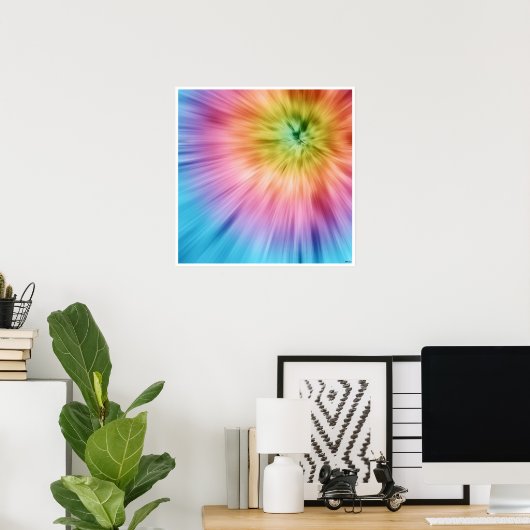 Colorful Starburst Tie Dye Poster (Thuiskantoor)