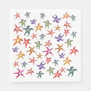 Colorful Starfish, Zee sterren Paper Napkin Servet