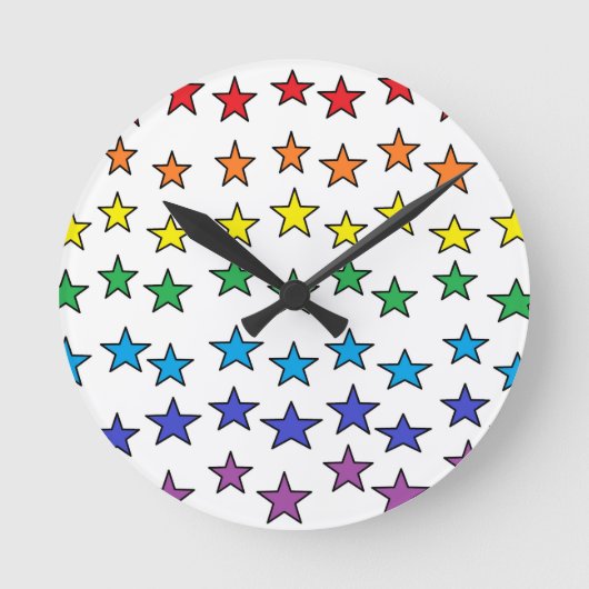 Colorful Stars Clock Ronde Klok (Voorkant)