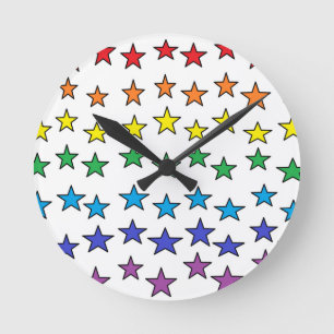 Colorful Stars Clock Ronde Klok