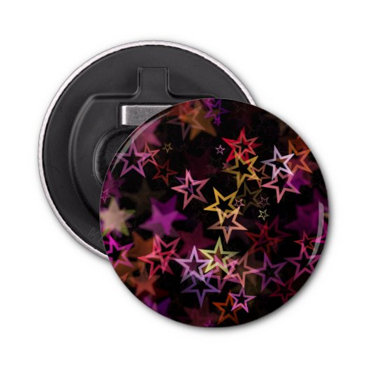 Colorful Stars Dance Whimsically  Button Flesopener (Voorkant)
