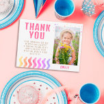 Colorful Stars Girl Birthday Bedankt voor foto Briefkaart<br><div class="desc">Colorful Stars Girl Birthday Bedankt voor het Briefkaart. De kaart heeft kleurrijke sterren en golven aan de voorkant en de achterkant. Geweldig als dank voor je kaart voor meisjes. Bedankt voor je verjaardag met een foto en bedankt voor je vrienden en familie. Voeg je foto toe en personaliseer de kaart...</div>