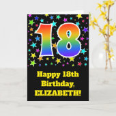 Colorful Stars + Rainbow Pattern "18" Birthday # Kaart (Gele Bloem)