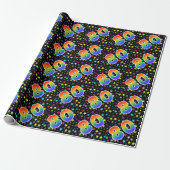 Colorful Stars + Rainbow Pattern "80" Event # Cadeaupapier (Uitgerold)