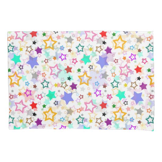 Colorful Stars White  Kussensloop (Voorkant)