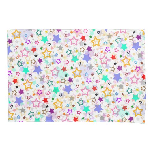 Colorful Stars White  Kussensloop (Voorkant)