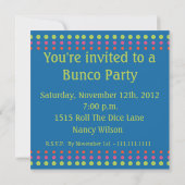 Colorful Stippen Bunco Dice Game Invitation Kaart (Achterkant)