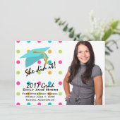 Colorful Stippen Foto Afstuderen kondiging Aankondiging (Staand voorkant)