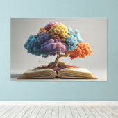 Colorful Storybook Tree Fantasy Bloom Canvas Afdruk (Insitu (Houten vloer))