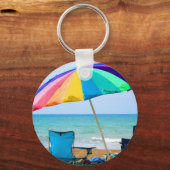 Colorful strand umbrella en stoelen in Florida Sleutelhanger (Voorkant)