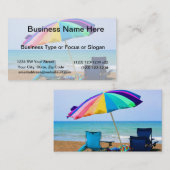 Colorful strand umbrella en stoelen in Florida Visitekaartje (Voorkant / Achterkant)