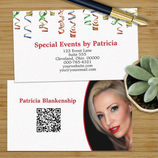 Colorful Streamers QR Code Foto Professional Visitekaartje