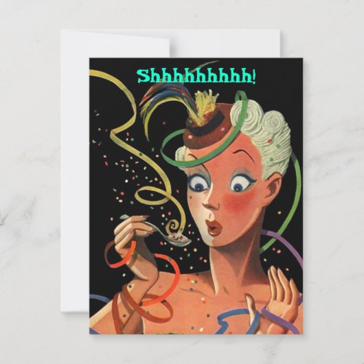 COLORFUL STREAMERS SURPRISE PARTIJ GIRL INVITATION KAART (Voorkant)