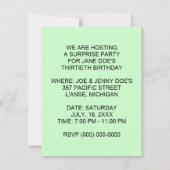 COLORFUL STREAMERS SURPRISE PARTIJ GIRL INVITATION KAART (Achterkant)