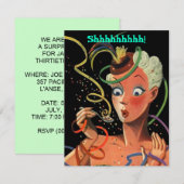 COLORFUL STREAMERS SURPRISE PARTIJ GIRL INVITATION KAART (Voorkant / Achterkant)