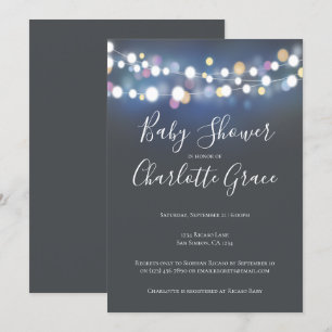 Colorful String Lights Baby shower (unisex) Kaart